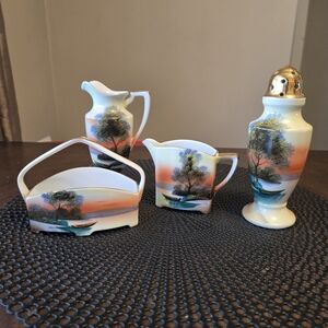 Vintage Noritake Morimura Hand Painted Sugar Creamer Kitchen RARE set